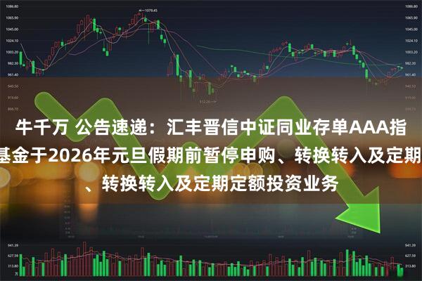 牛千万 公告速递：汇丰晋信中证同业存单AAA指数7天持有期基金于2026年元旦假期前暂停申购、转换转入及定期定额投资业务