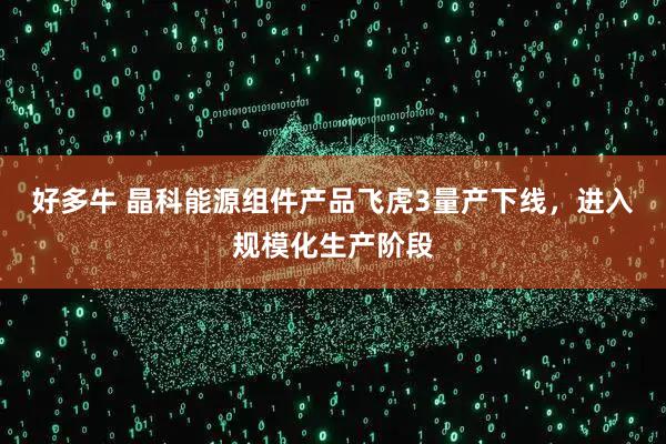 好多牛 晶科能源组件产品飞虎3量产下线，进入规模化生产阶段